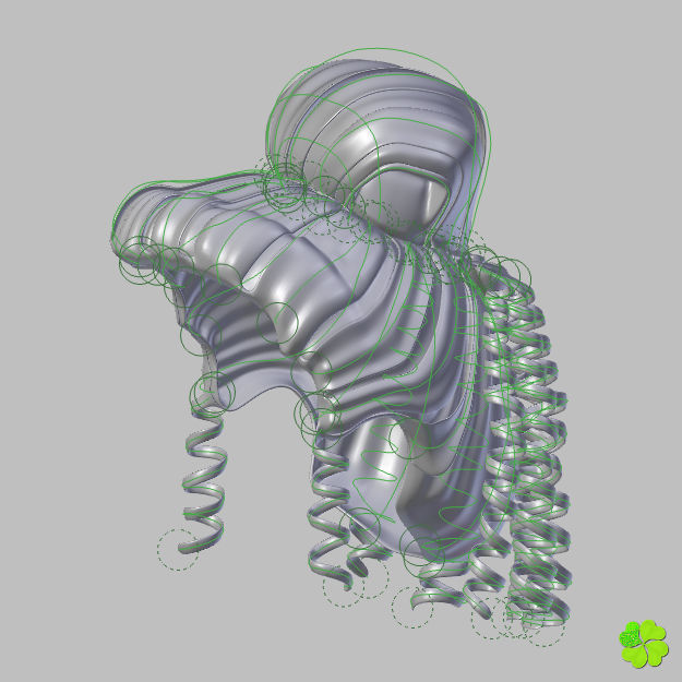 Hair bun top with ringlets low poly Low-poly 3D model_62