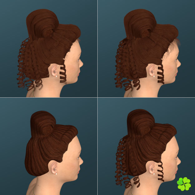 Hair bun top with ringlets low poly Low-poly 3D model_9