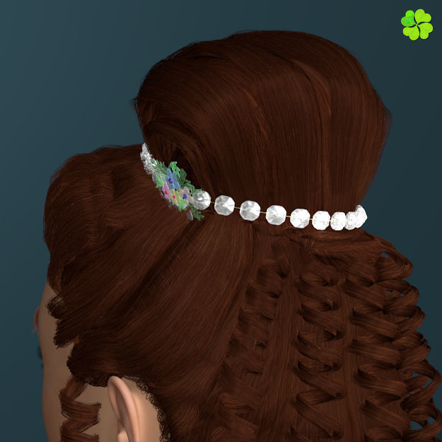 Hair bun top with ringlets low poly Low-poly 3D model_21