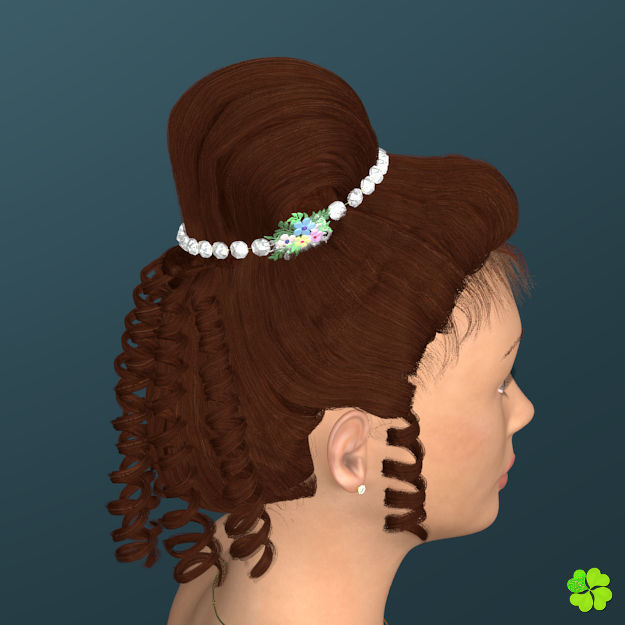 Hair bun top with ringlets low poly Low-poly 3D model_10