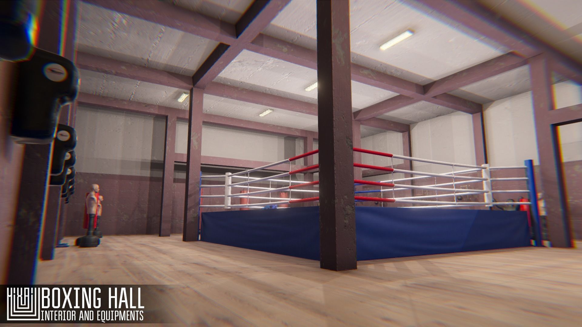 Boxing hall - interior and equipments Low-poly 3D model_6