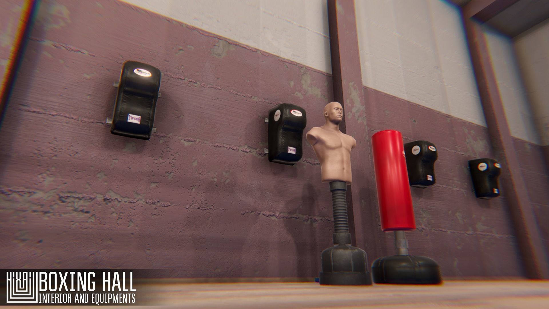 Boxing hall - interior and equipments Low-poly 3D model_5