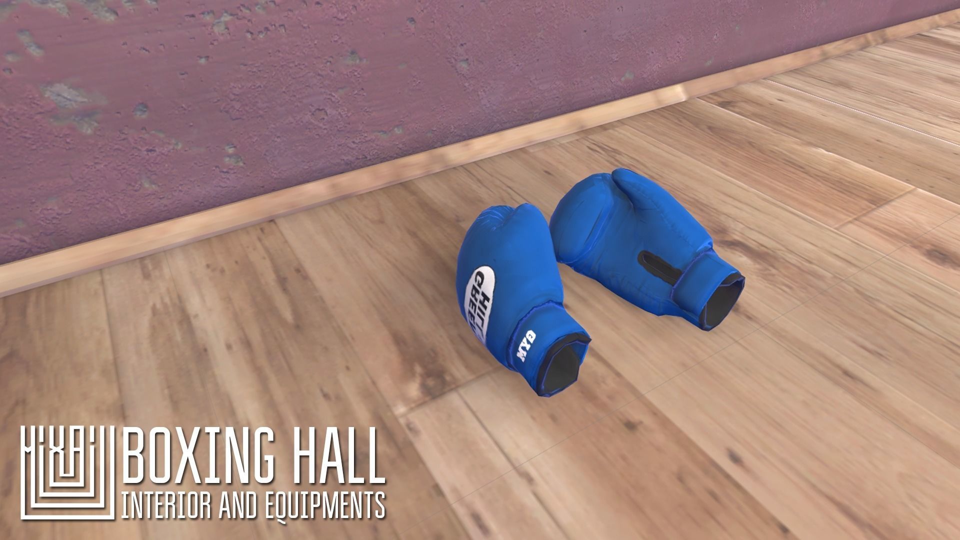 Boxing hall - interior and equipments Low-poly 3D model_15
