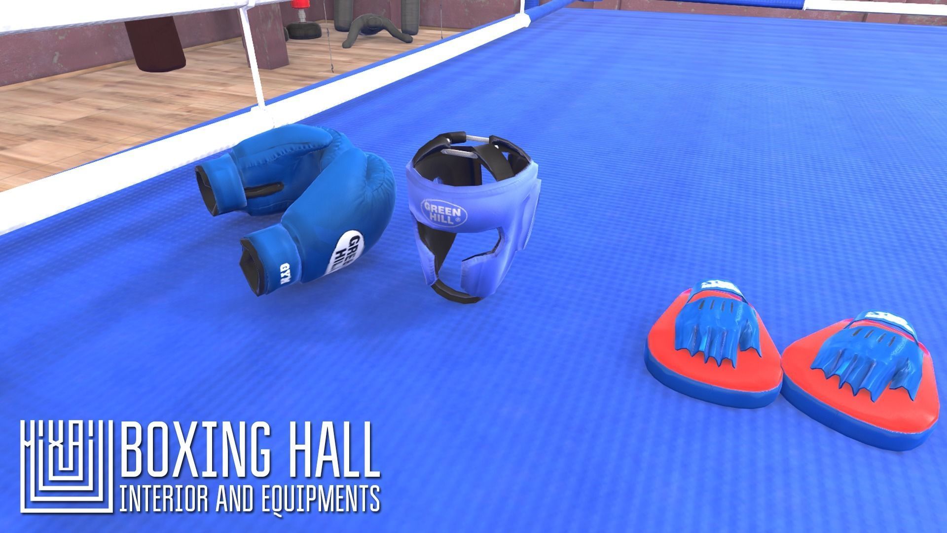 Boxing hall - interior and equipments Low-poly 3D model_13
