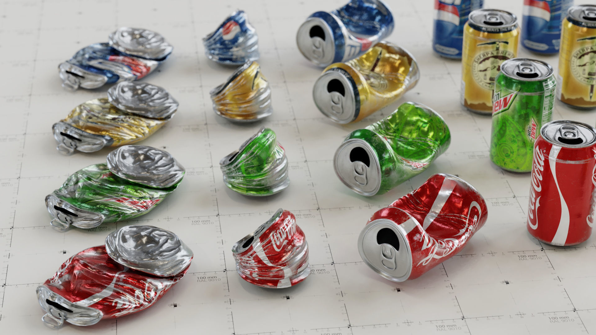 Trash Cans Garbage 24 Types - 3D Asset Kit PBR Low-poly 3D model_12