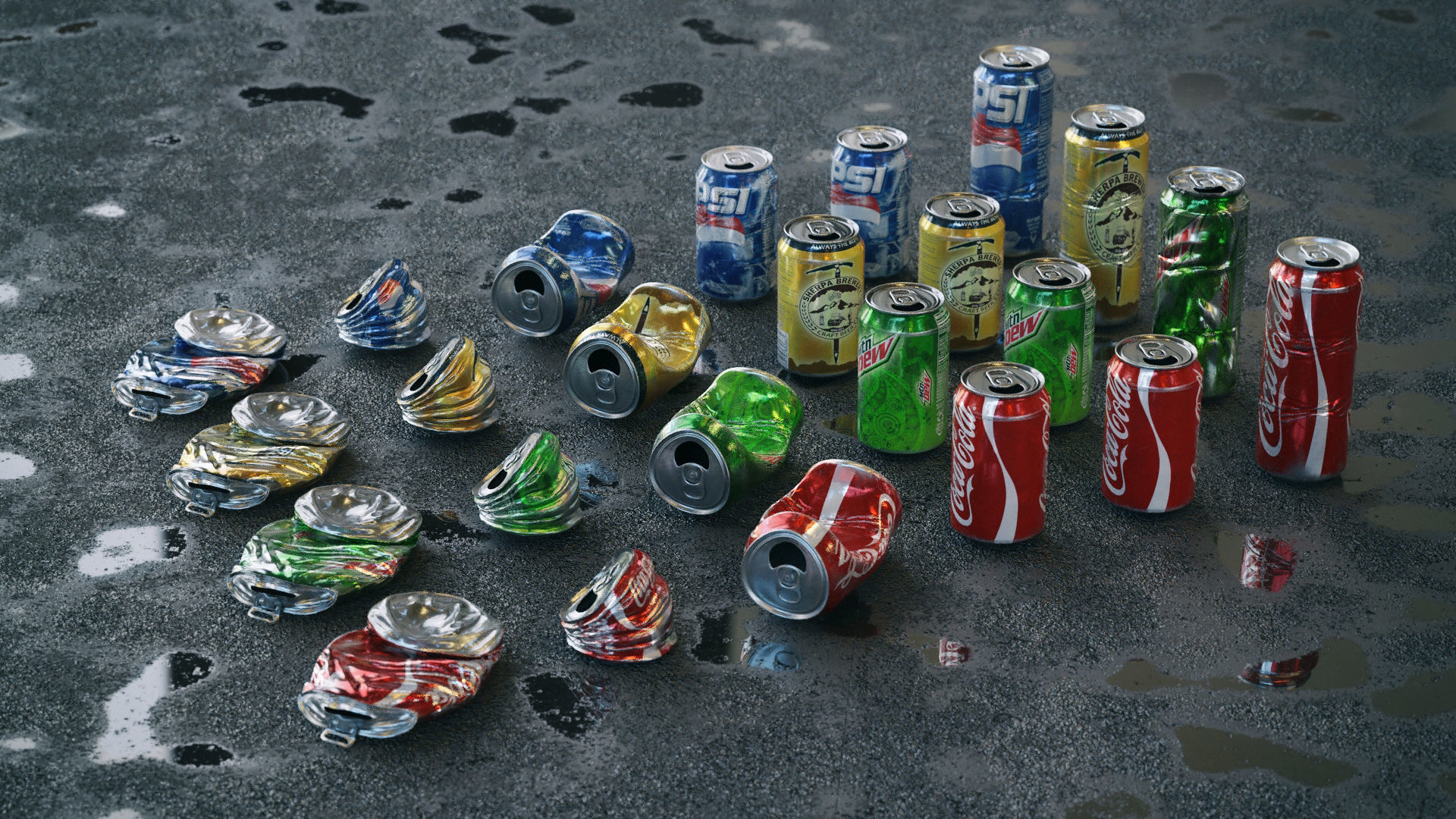 Trash Cans Garbage 24 Types - 3D Asset Kit PBR Low-poly 3D model_1
