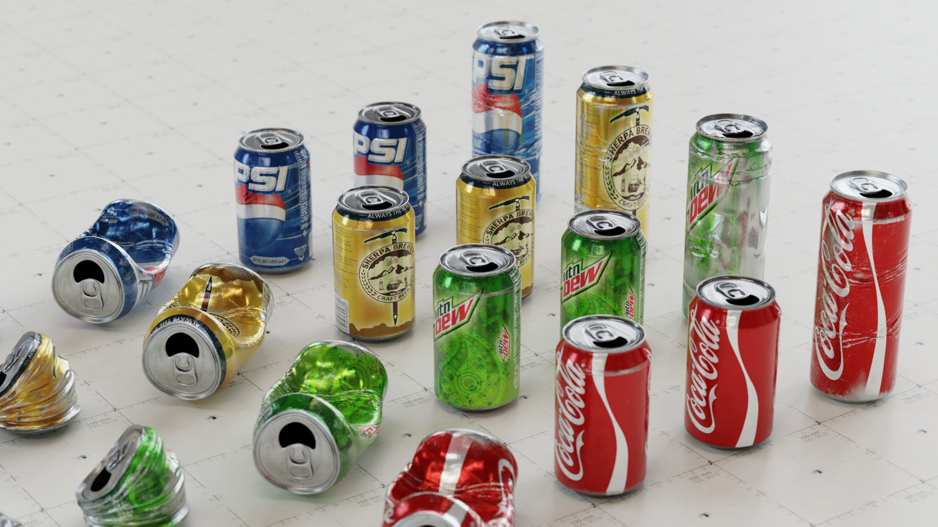 Trash Cans Garbage 24 Types - 3D Asset Kit PBR Low-poly 3D model_14