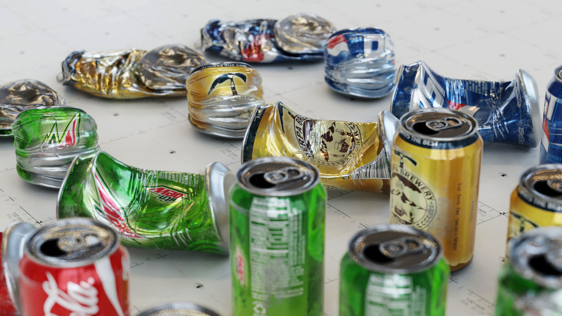 Trash Cans Garbage 24 Types - 3D Asset Kit PBR Low-poly 3D model_11