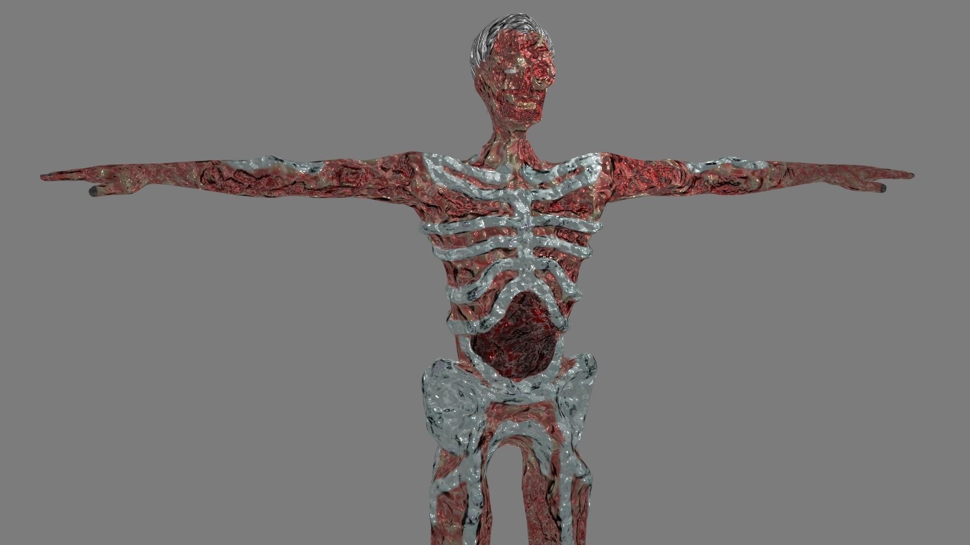 Undead human skeleton 3D model_2