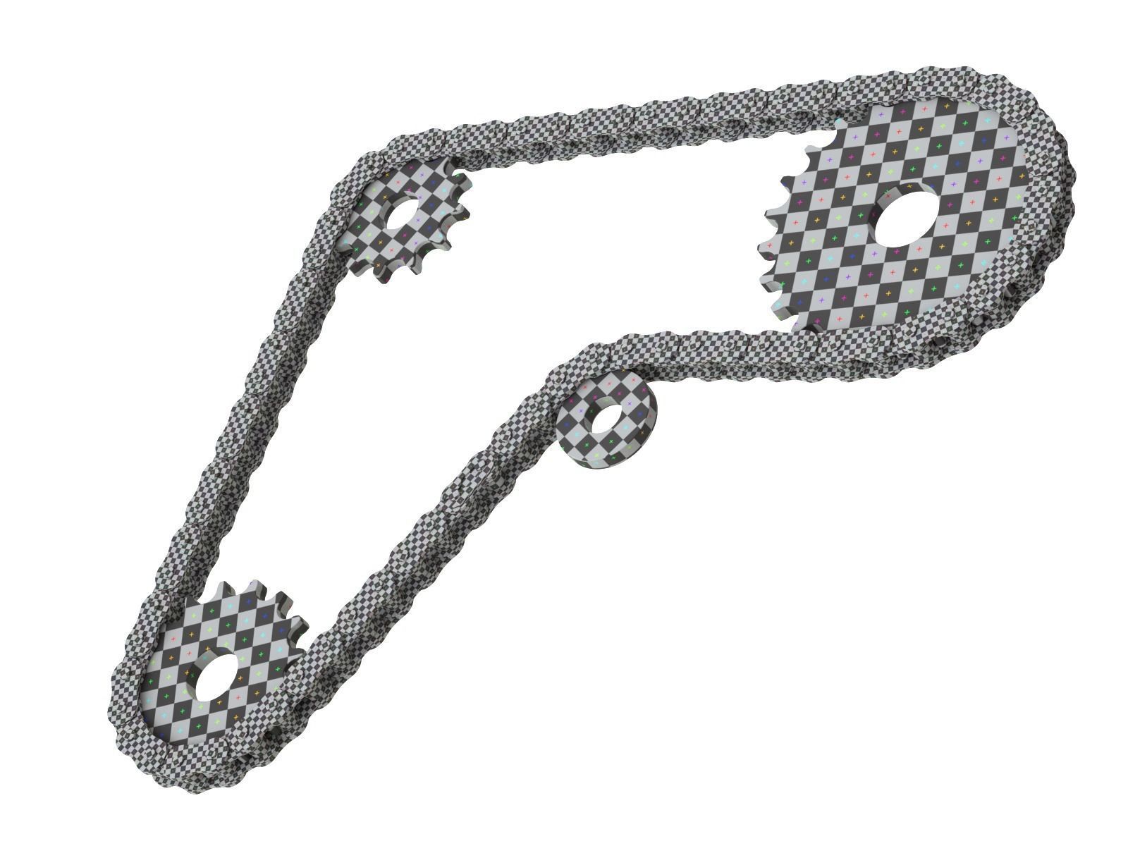 Editable roller chain without deformation along the curve 3D model_18