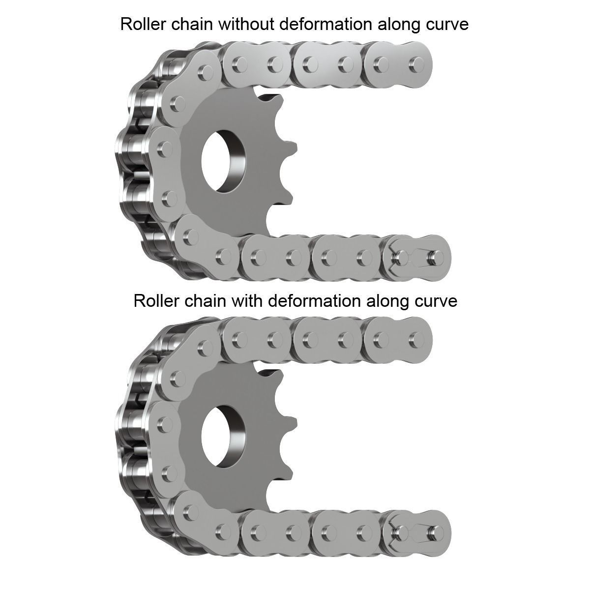 Editable roller chain without deformation along the curve 3D model_7