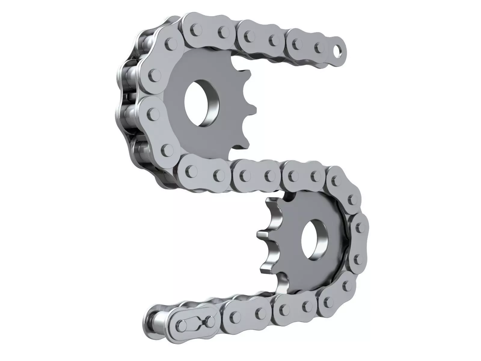 Editable roller chain without deformation along the curve 3D model_0