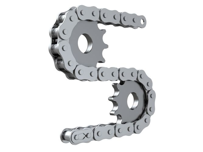 Editable roller chain without deformation along the curve 3D model