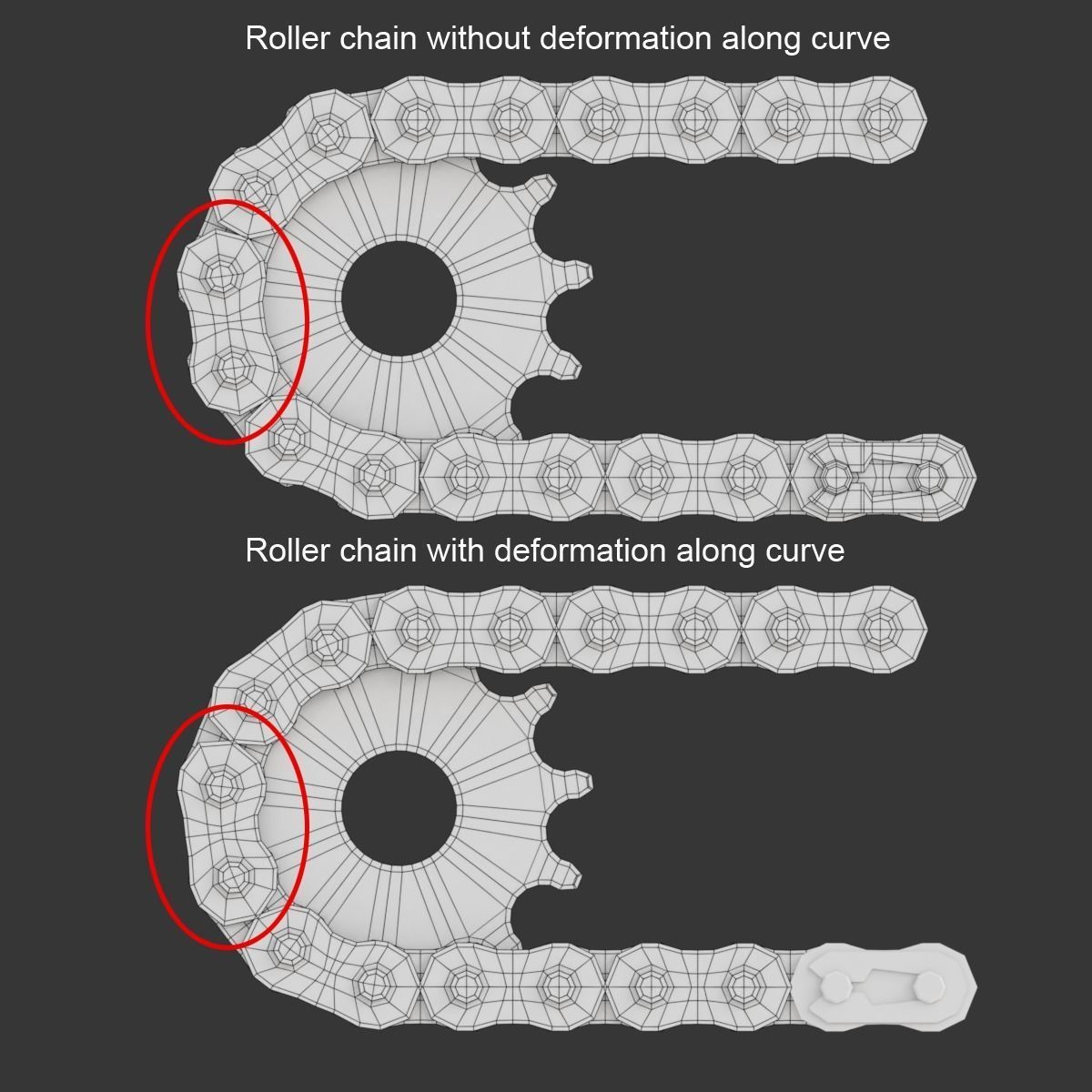 Editable roller chain without deformation along the curve 3D model_21