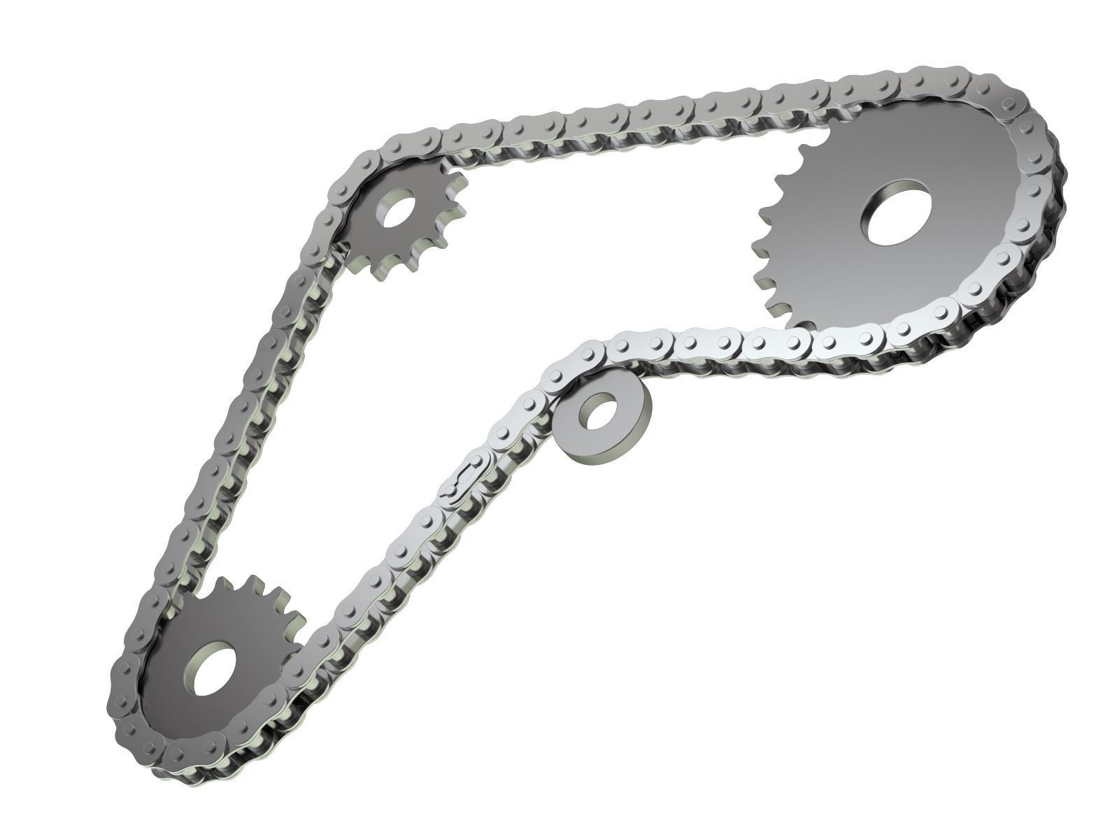 Editable roller chain without deformation along the curve 3D model_1