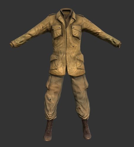 Military World War 2 Soldier Uniform Game Ready Low-poly 3D model
