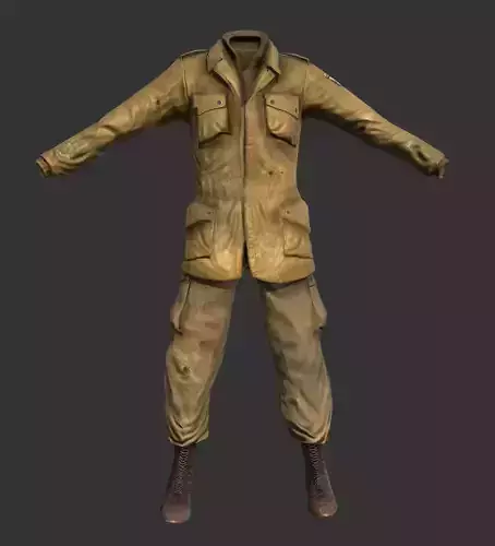 Military World War 2 Soldier Uniform Game Ready