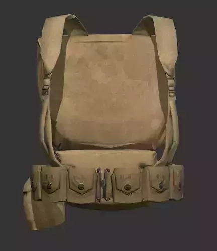 World War 2 American Soldier Backpack Low-poly 3D model