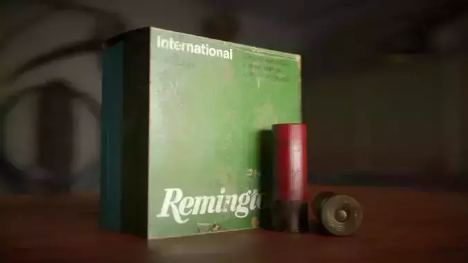Shotgun shell gauge 12 and Remington shell box