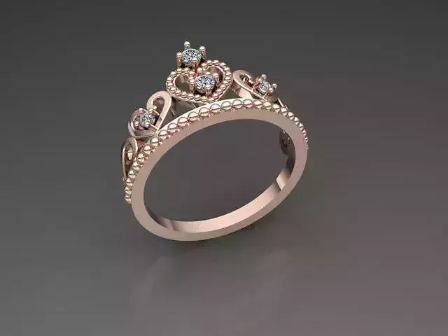 Crown Ring with hearts 