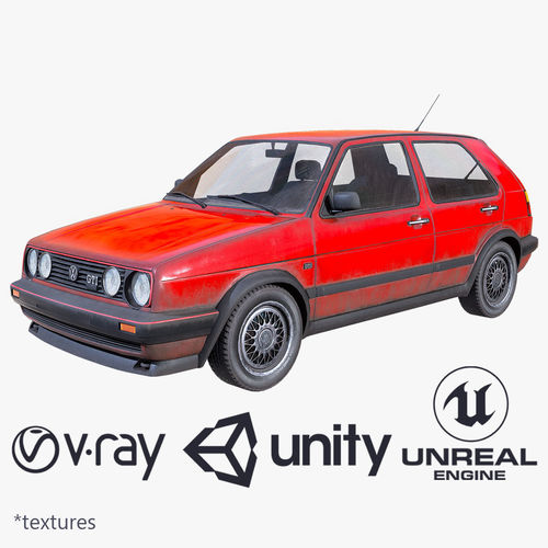 Volkswagen Golf GT 1987 Low-poly 3D model