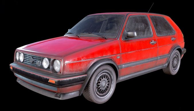 Volkswagen Golf GT 1987 Low-poly 3D model 2