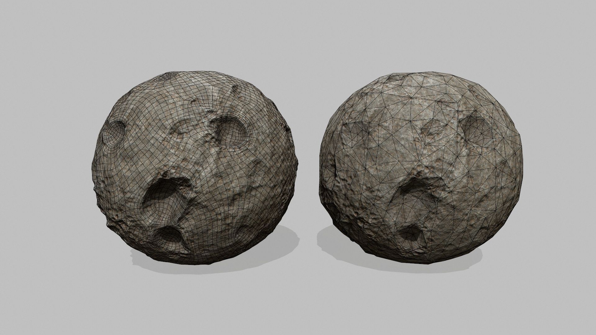 asteroid set pair of rocks Low-poly 3D model_8