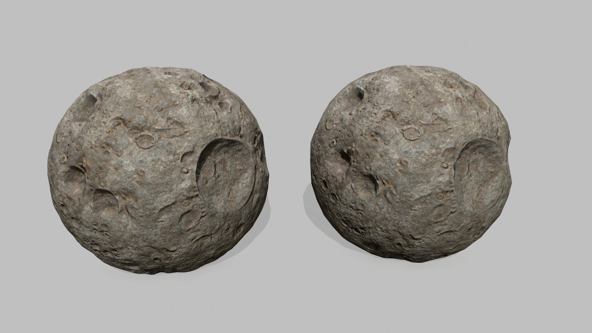asteroid set pair of rocks Low-poly 3D model_3