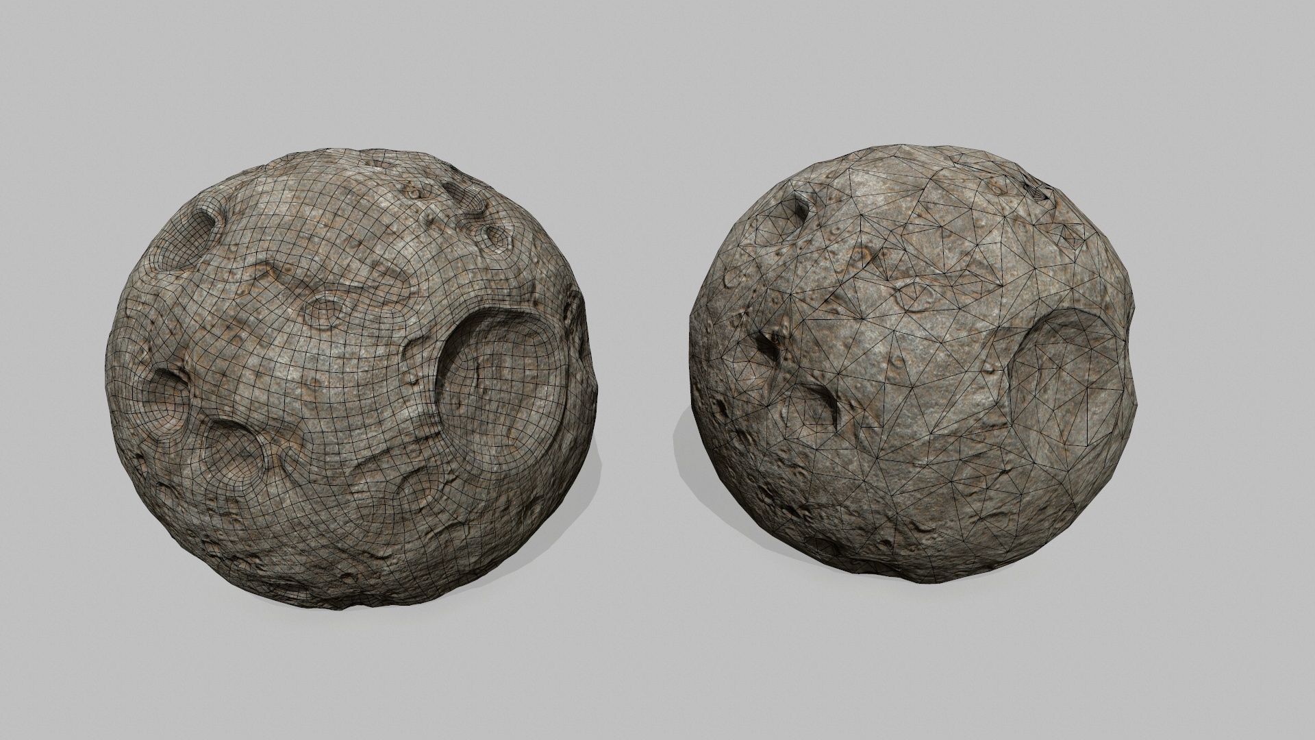 asteroid set pair of rocks Low-poly 3D model_4