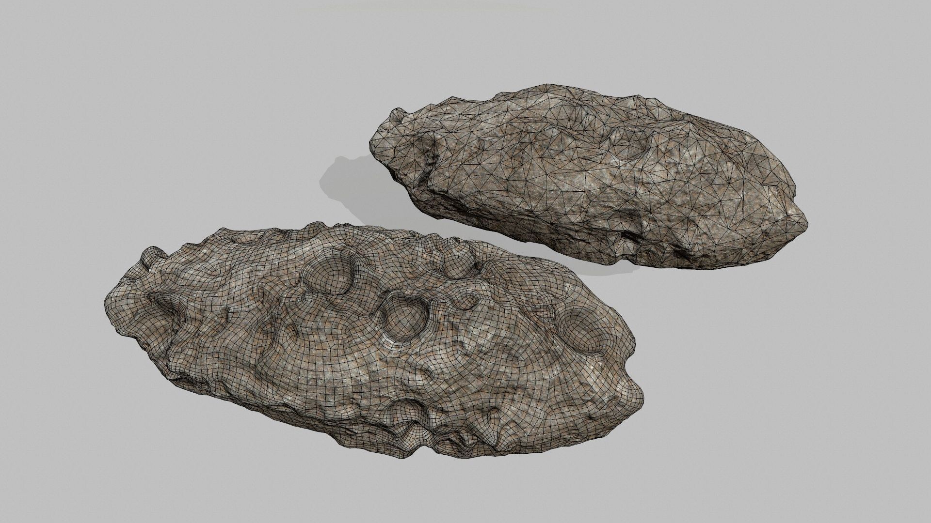 asteroid set pair of rocks Low-poly 3D model_16
