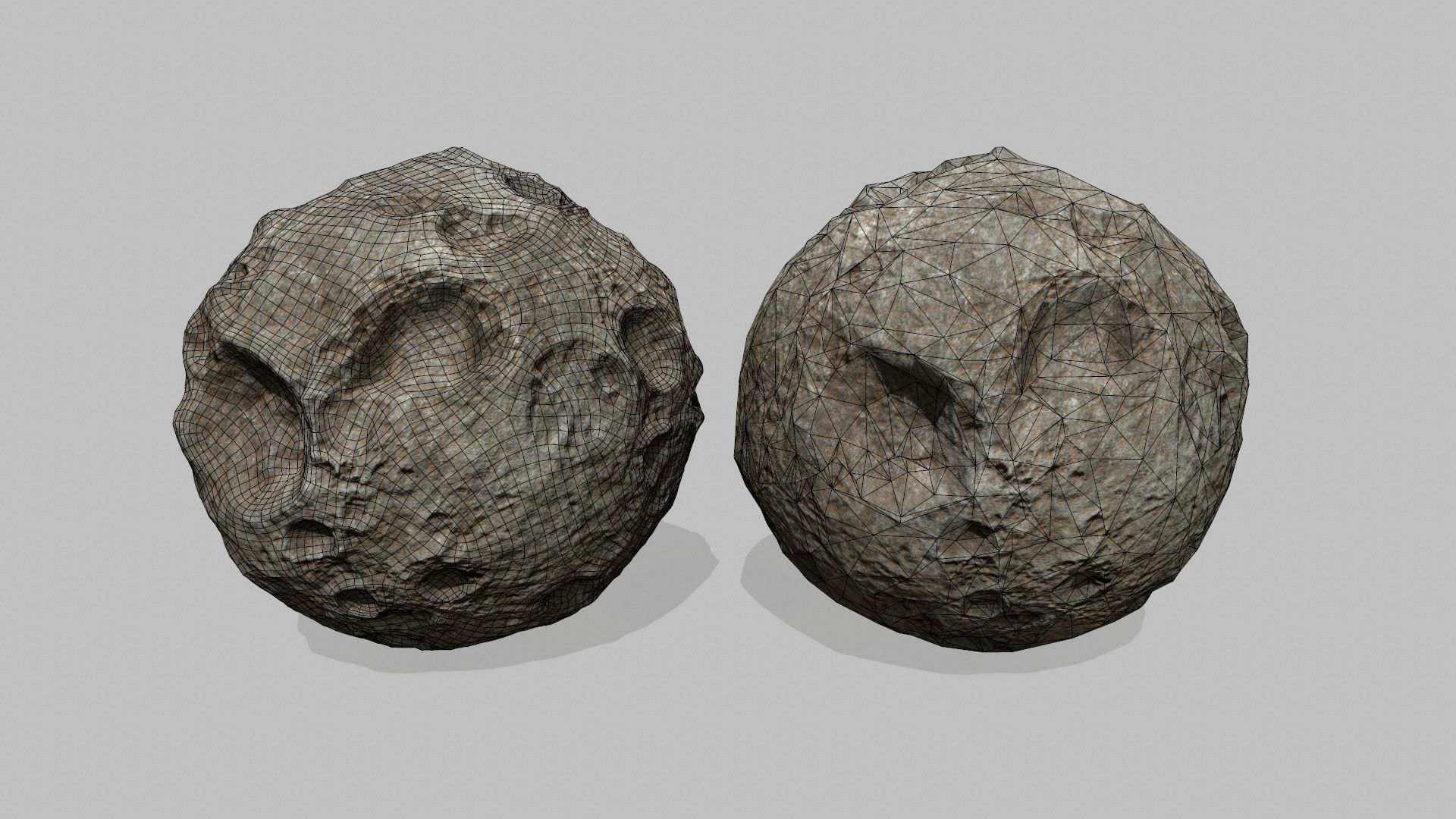 asteroid set pair of rocks Low-poly 3D model_10