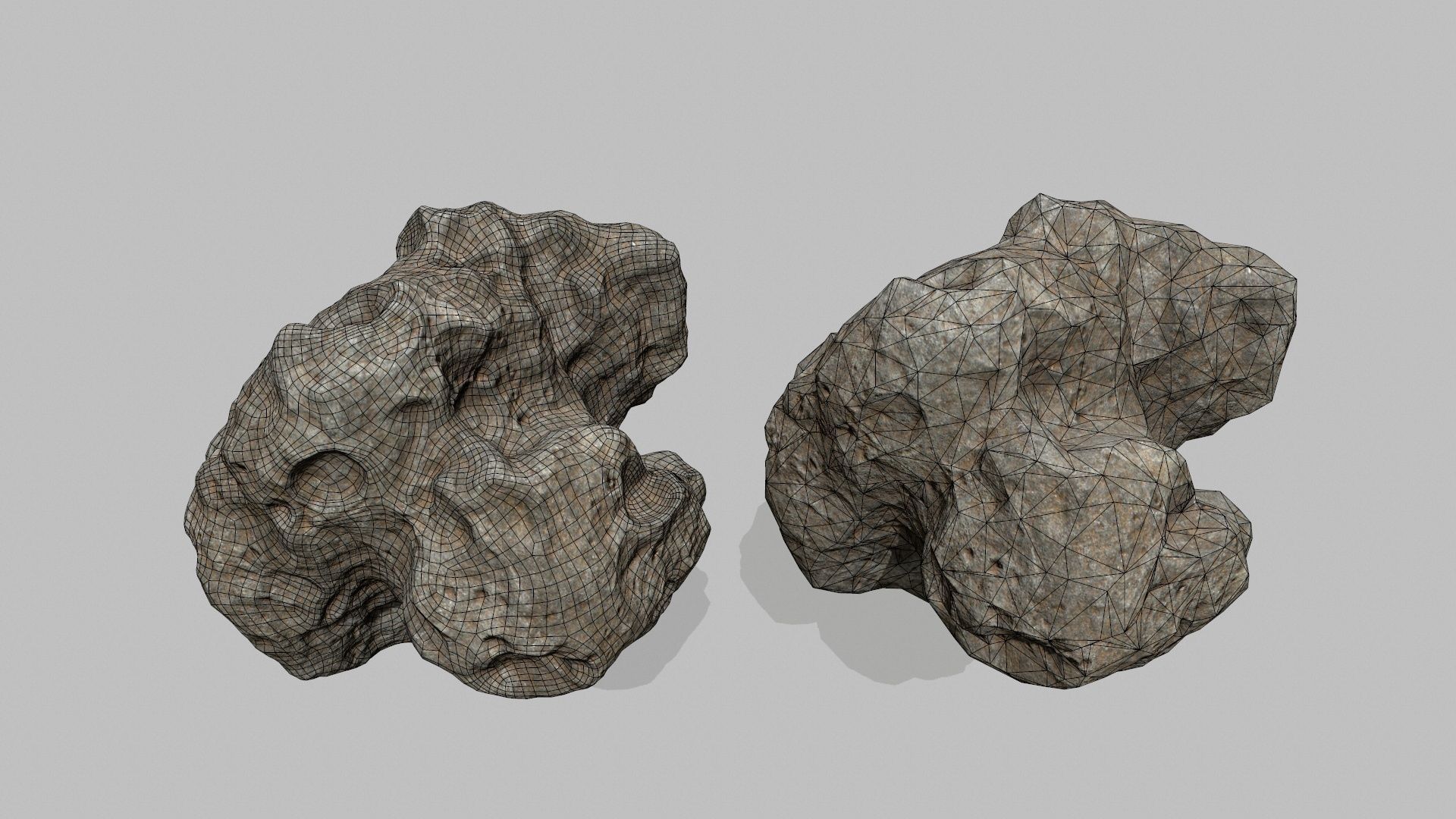 asteroid set pair of rocks Low-poly 3D model_24
