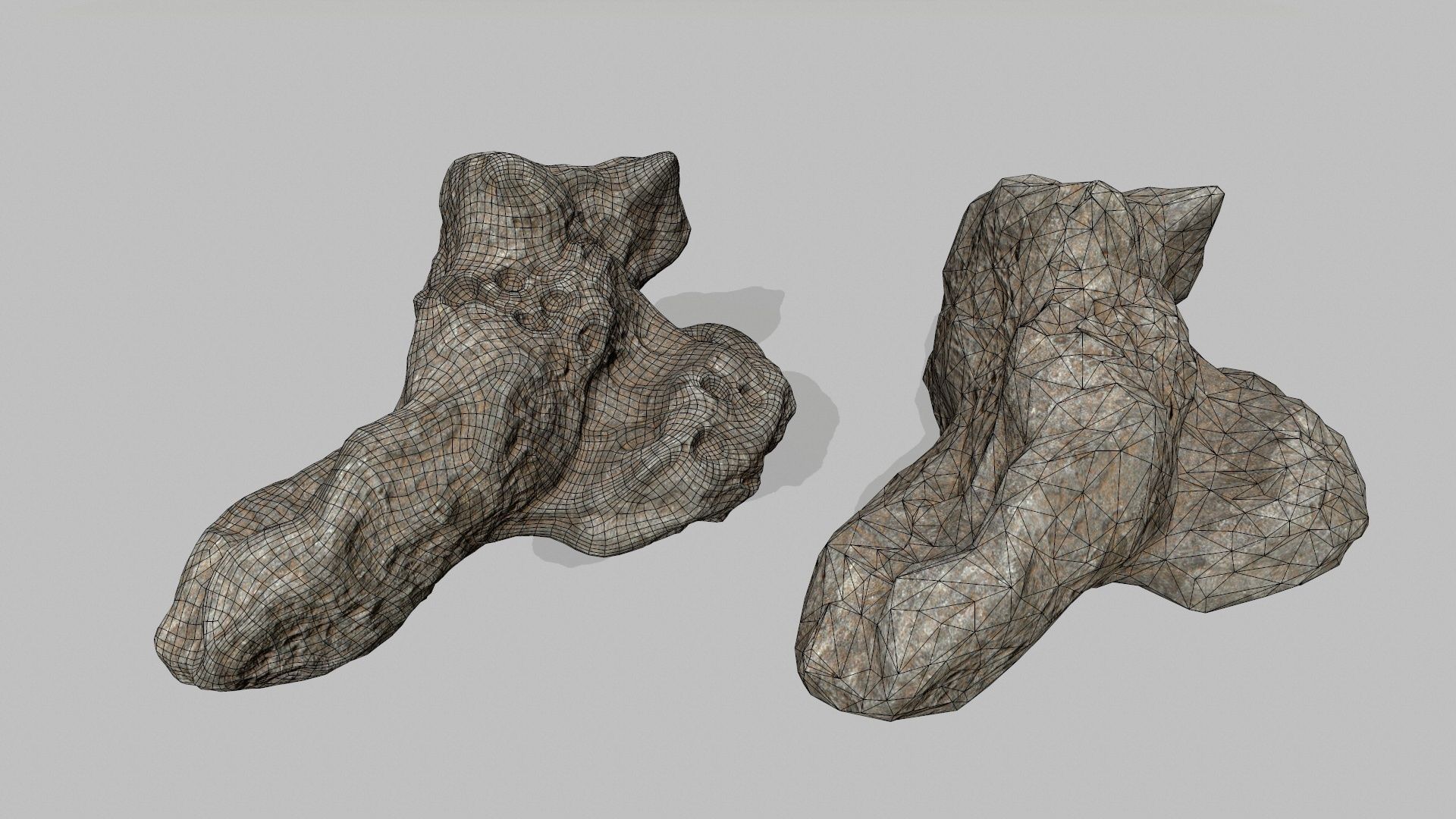 asteroid set pair of rocks Low-poly 3D model_26