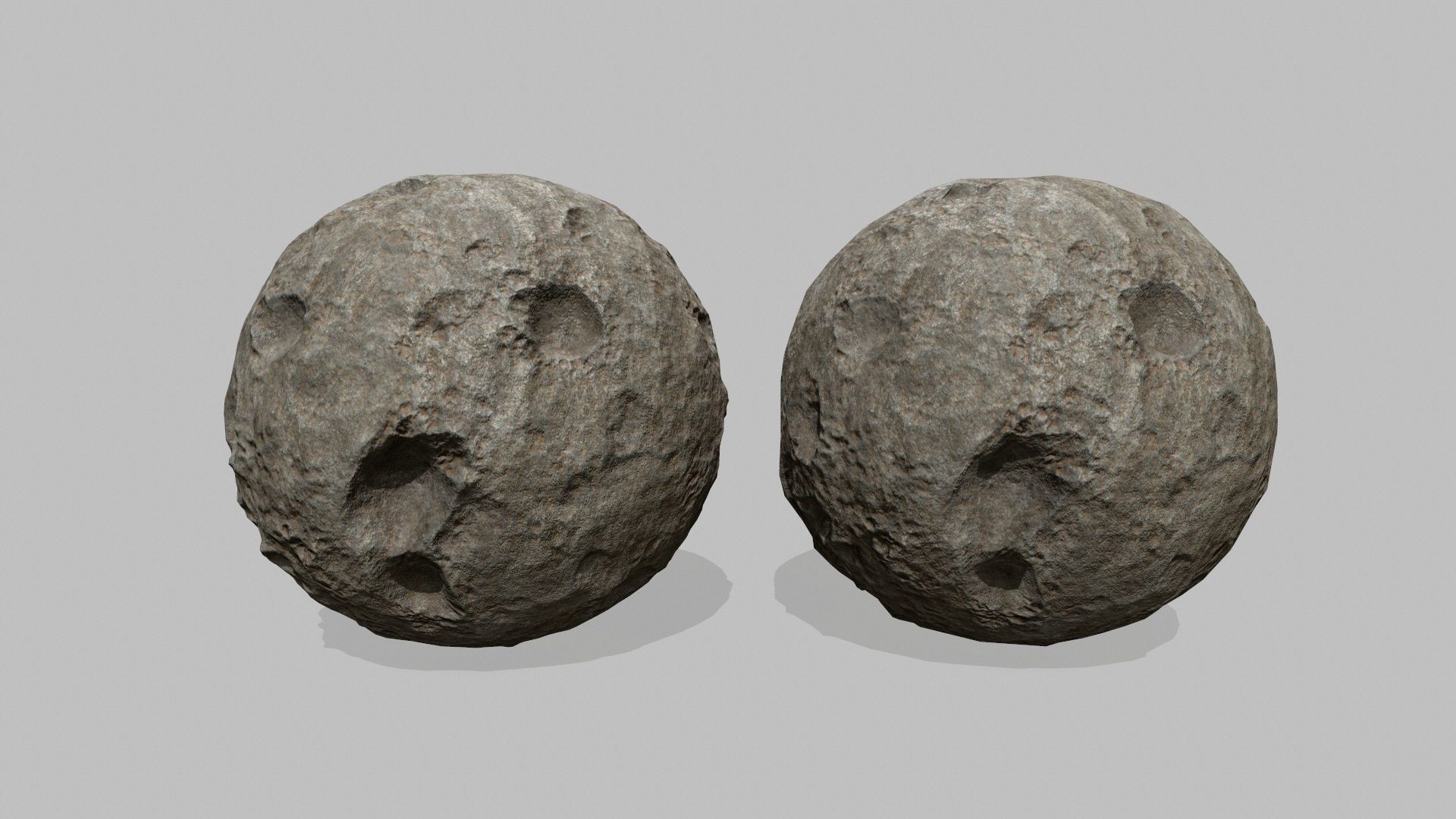 asteroid set pair of rocks Low-poly 3D model_7