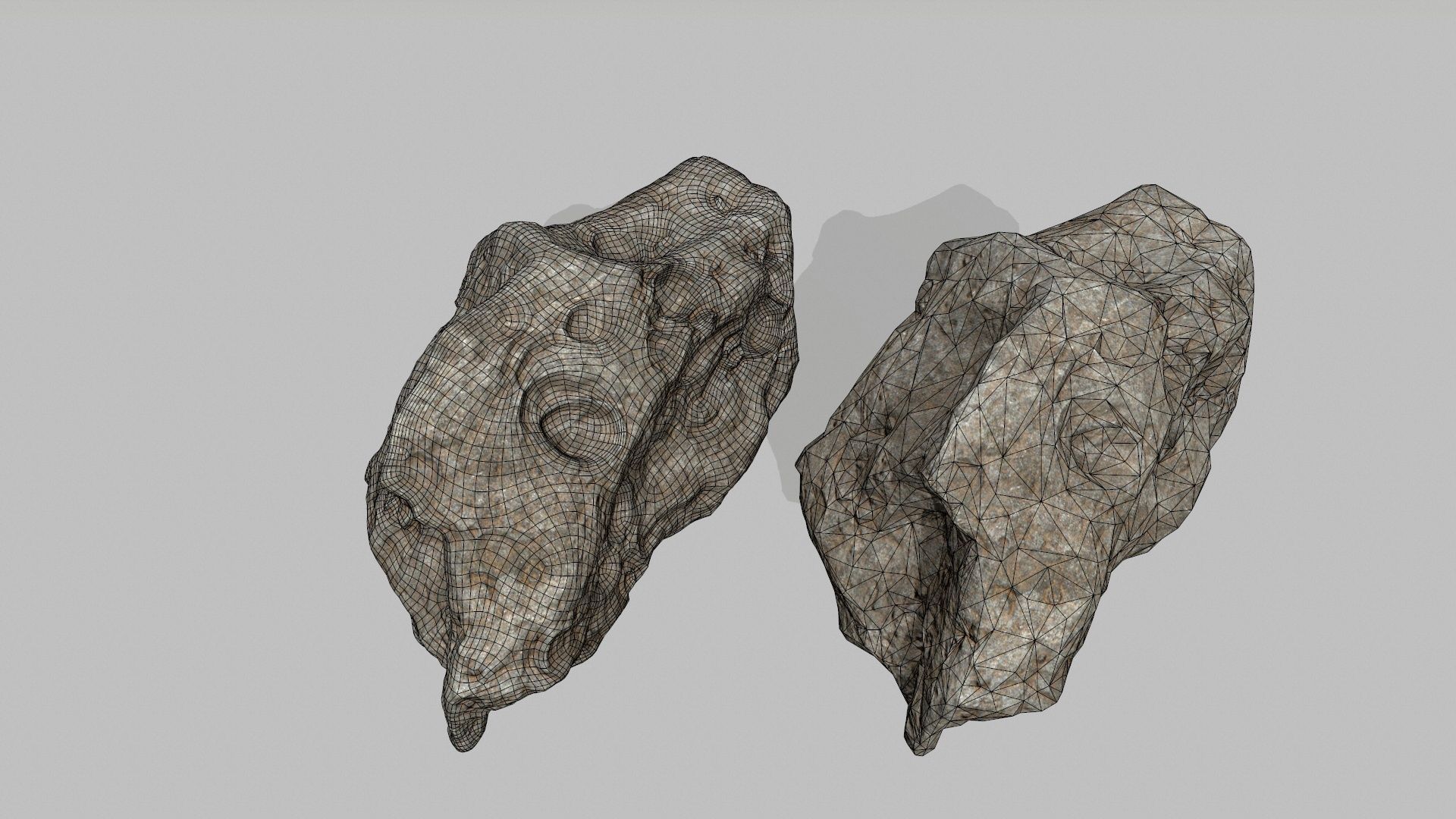 asteroid set pair of rocks Low-poly 3D model_20