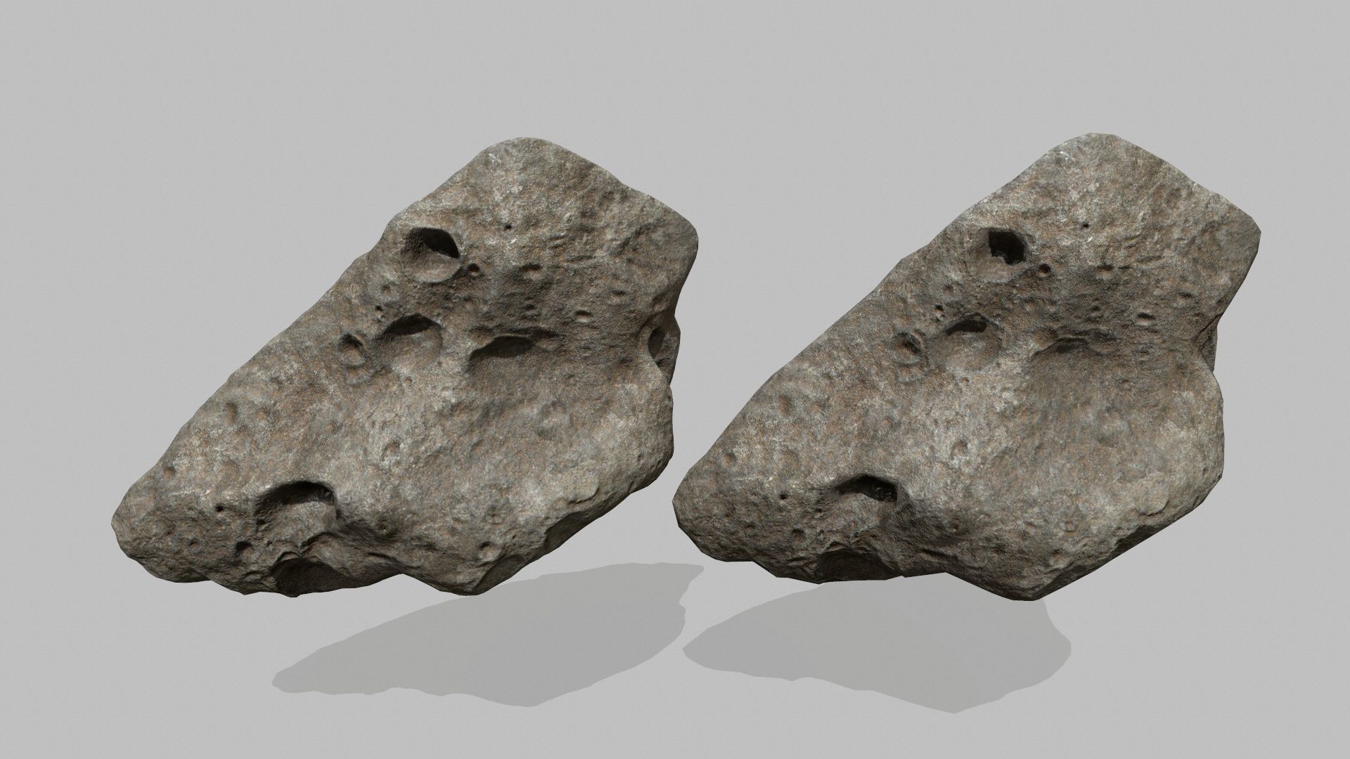 asteroid set pair of rocks Low-poly 3D model_13