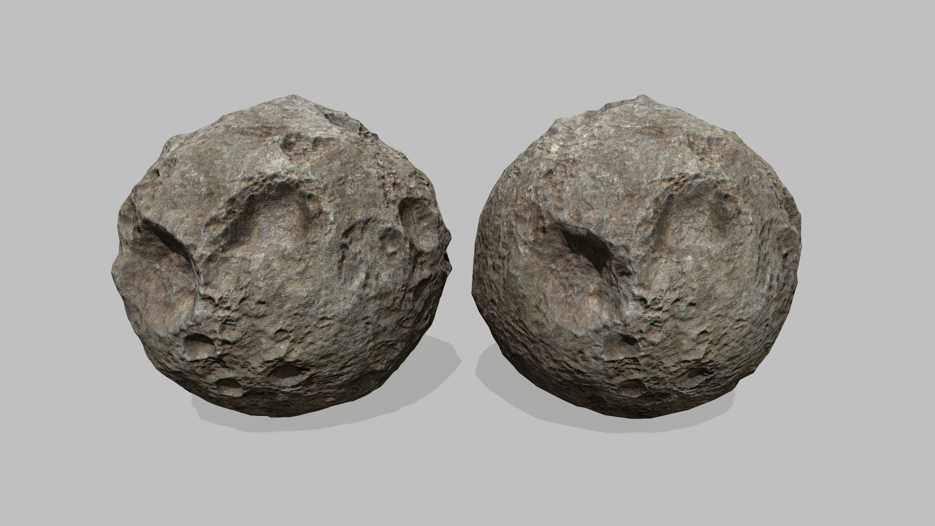 asteroid set pair of rocks Low-poly 3D model_9