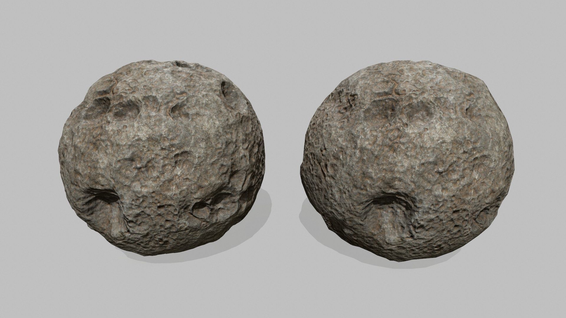 asteroid set pair of rocks Low-poly 3D model_1
