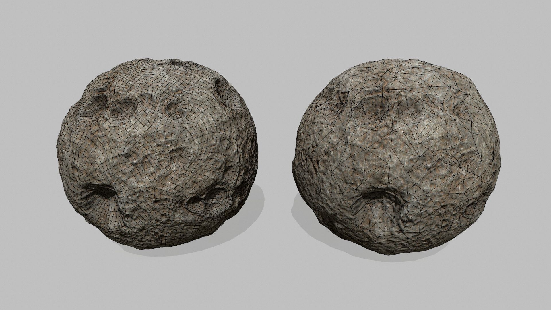 asteroid set pair of rocks Low-poly 3D model_2