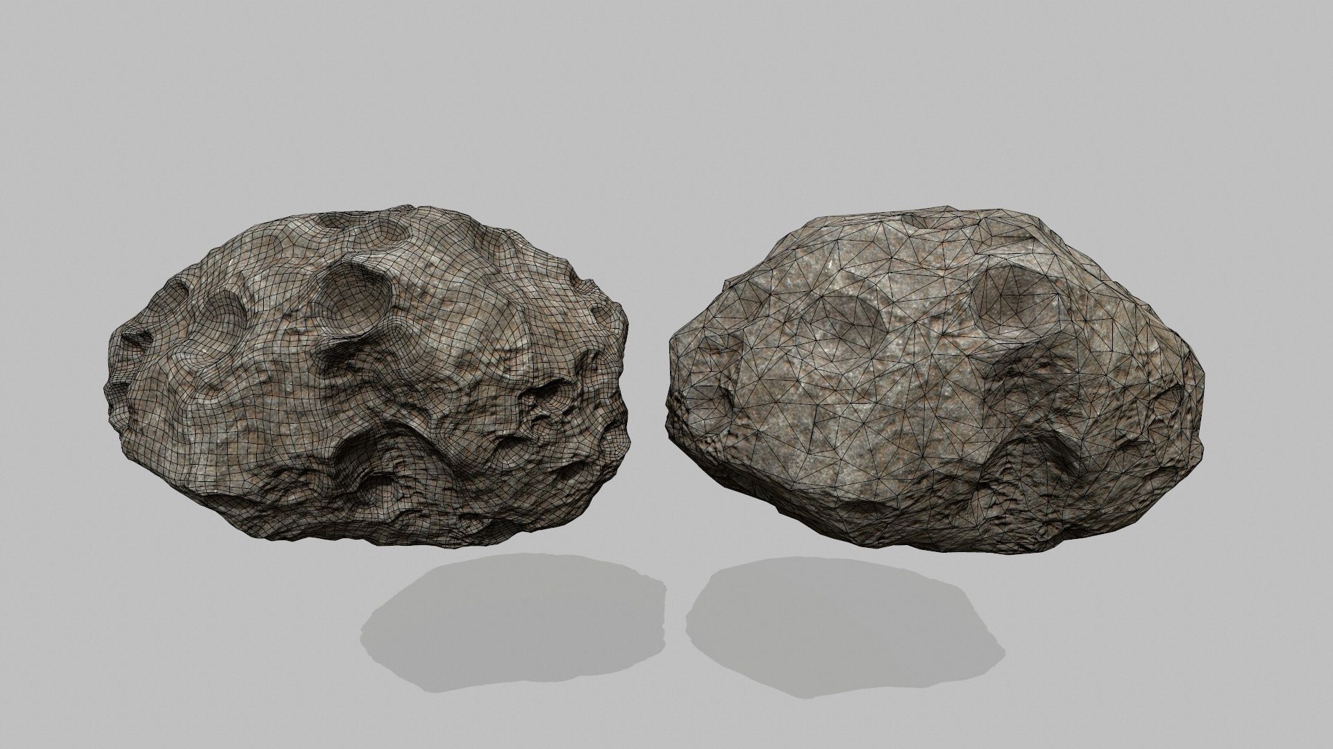 asteroid set pair of rocks Low-poly 3D model_22