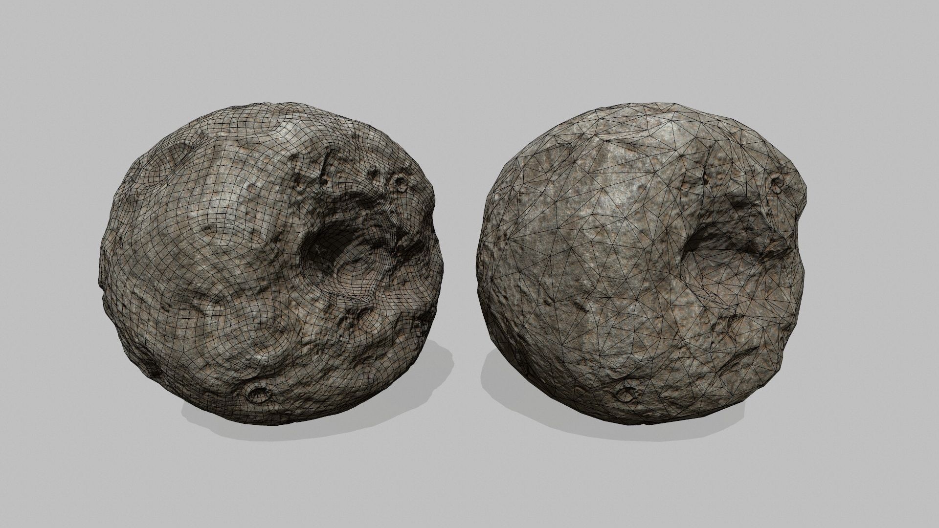 asteroid set pair of rocks Low-poly 3D model_12