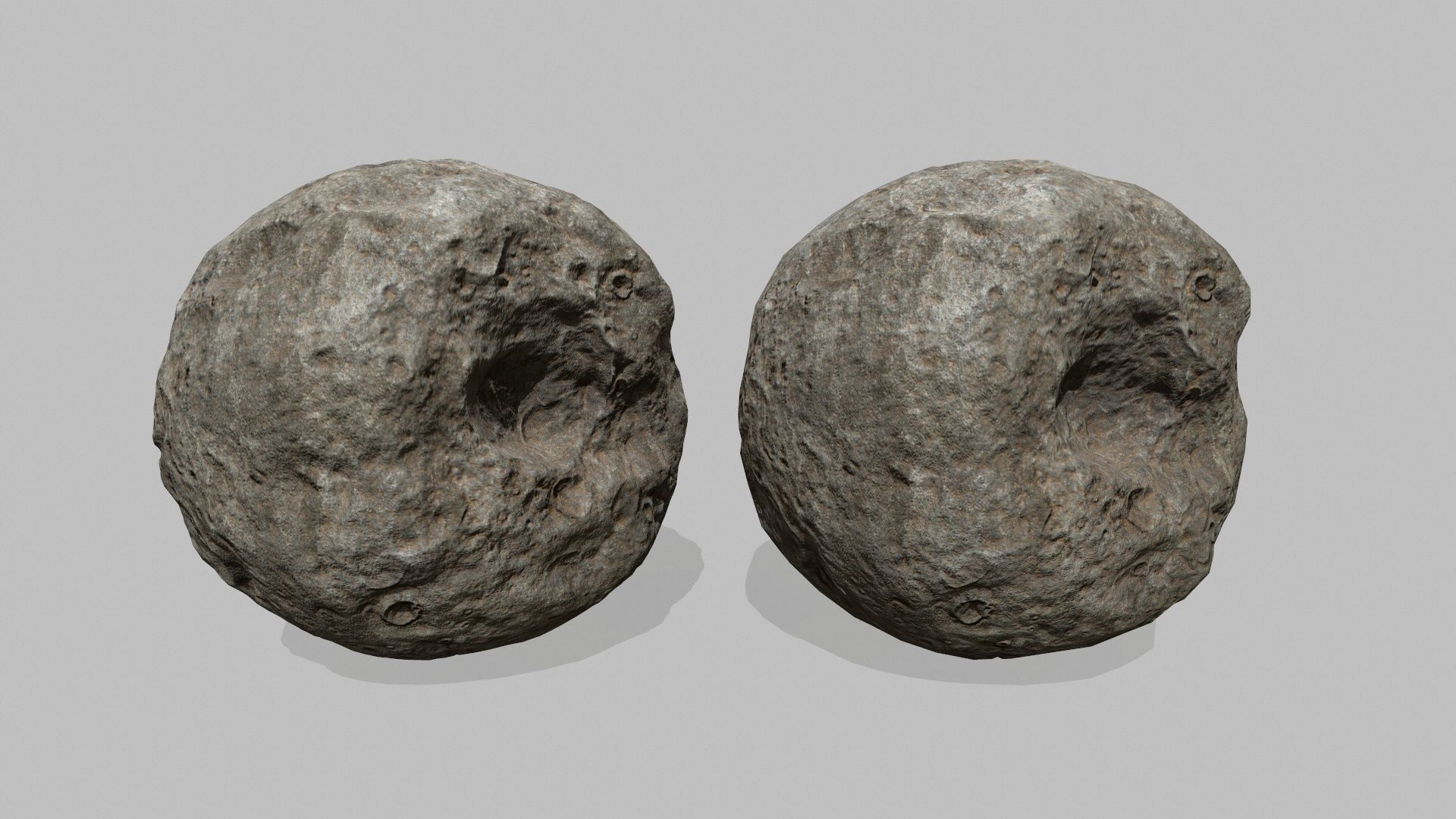 asteroid set pair of rocks Low-poly 3D model_11