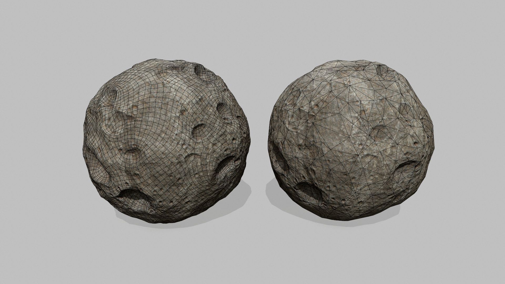 asteroid set pair of rocks Low-poly 3D model_6