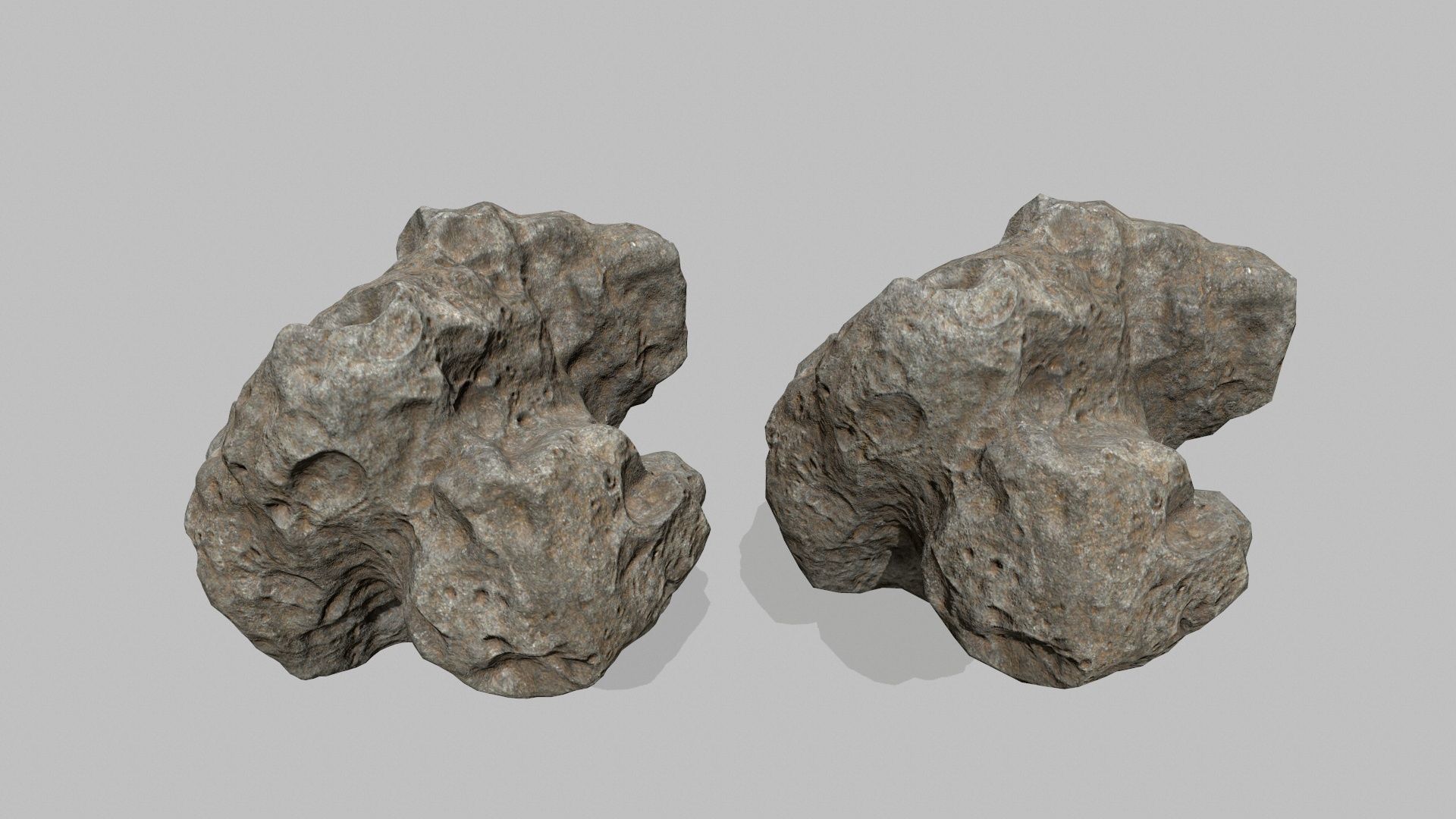 asteroid set pair of rocks Low-poly 3D model_23