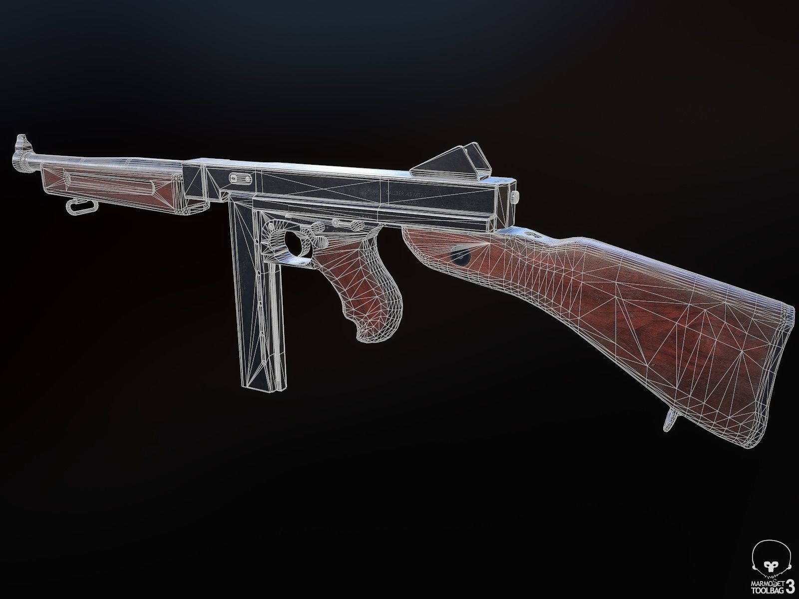 M1A1 Submachine Gun Low-poly 3D model_8