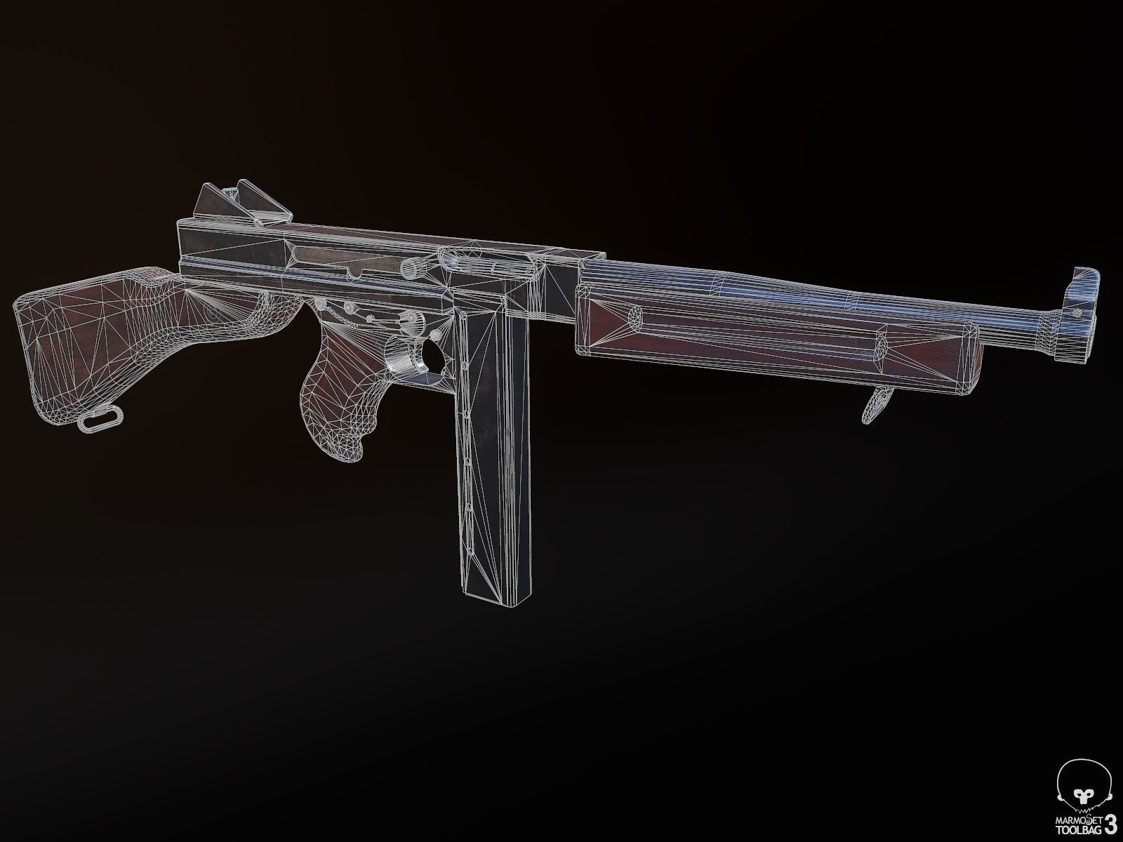 M1A1 Submachine Gun Low-poly 3D model_9