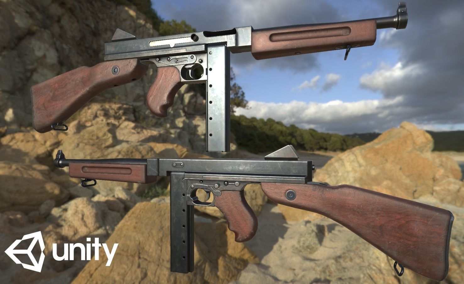 M1A1 Submachine Gun Low-poly 3D model_11