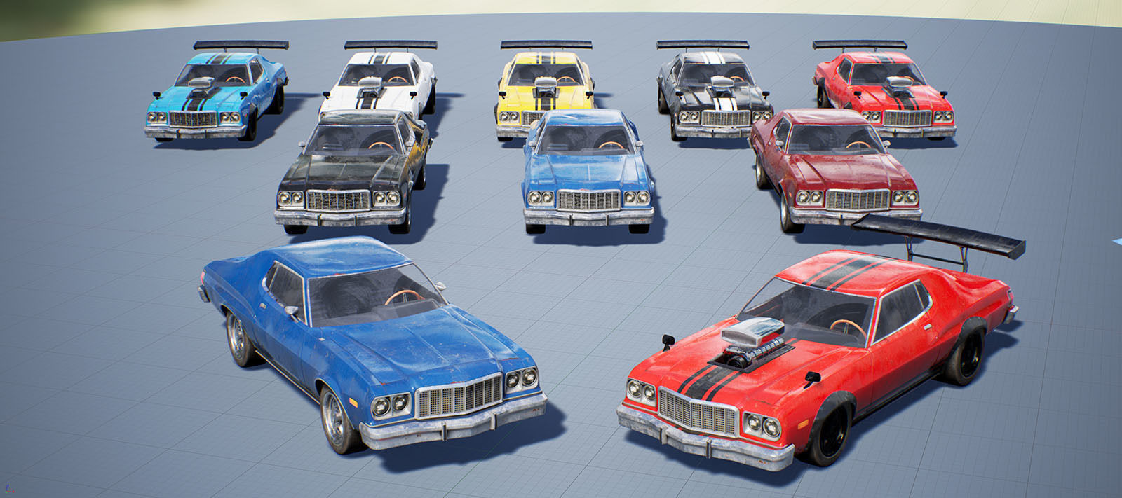 Muscle Car Pack for Unreal Engine 4 Low-poly 3D model_1