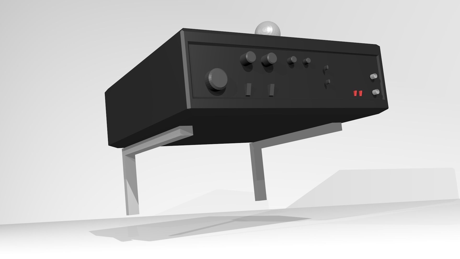  Sound Audio Mixer Amplifier and Microphone Low-poly 3D model_1