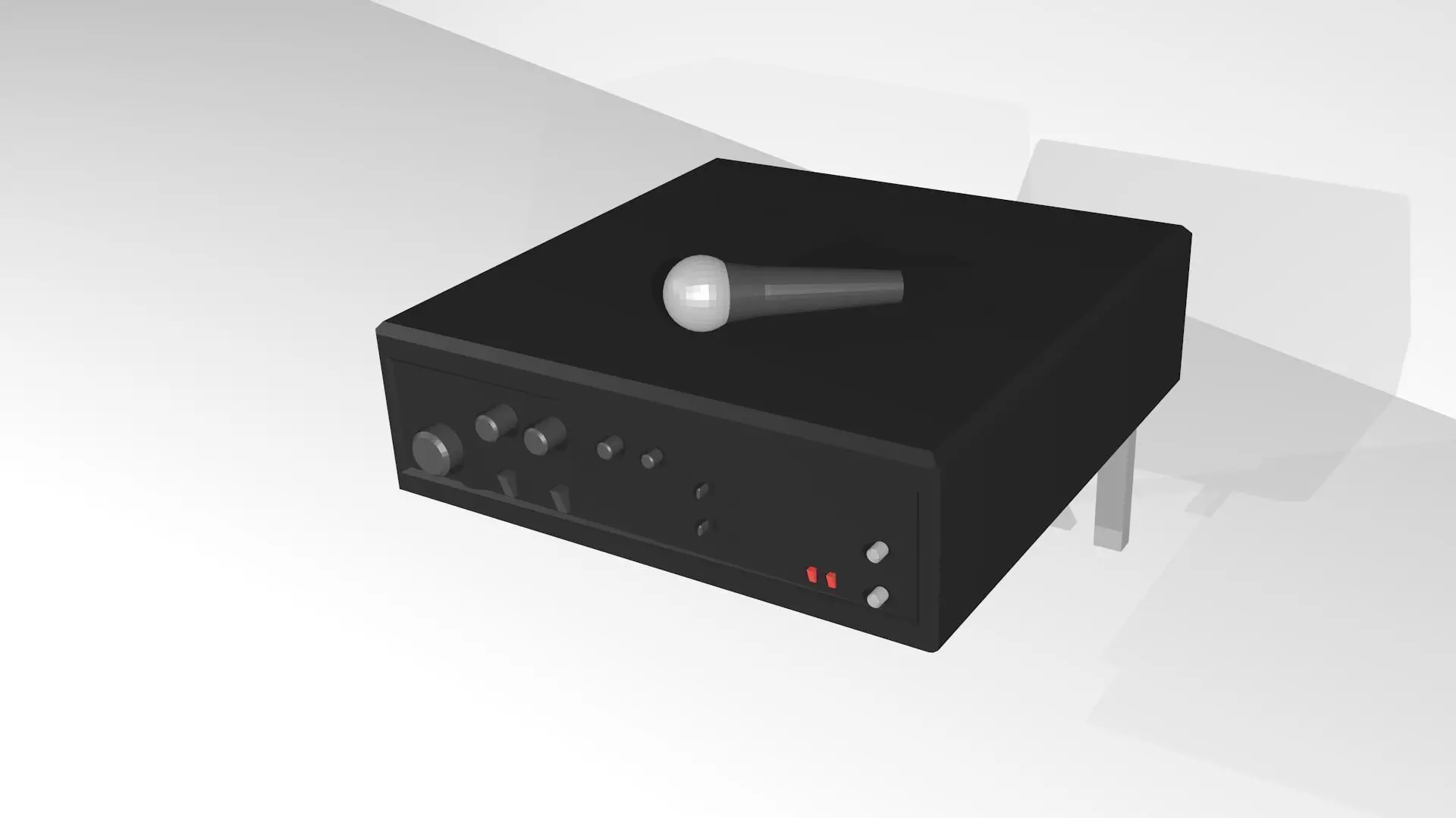  Sound Audio Mixer Amplifier and Microphone Low-poly 3D model_0